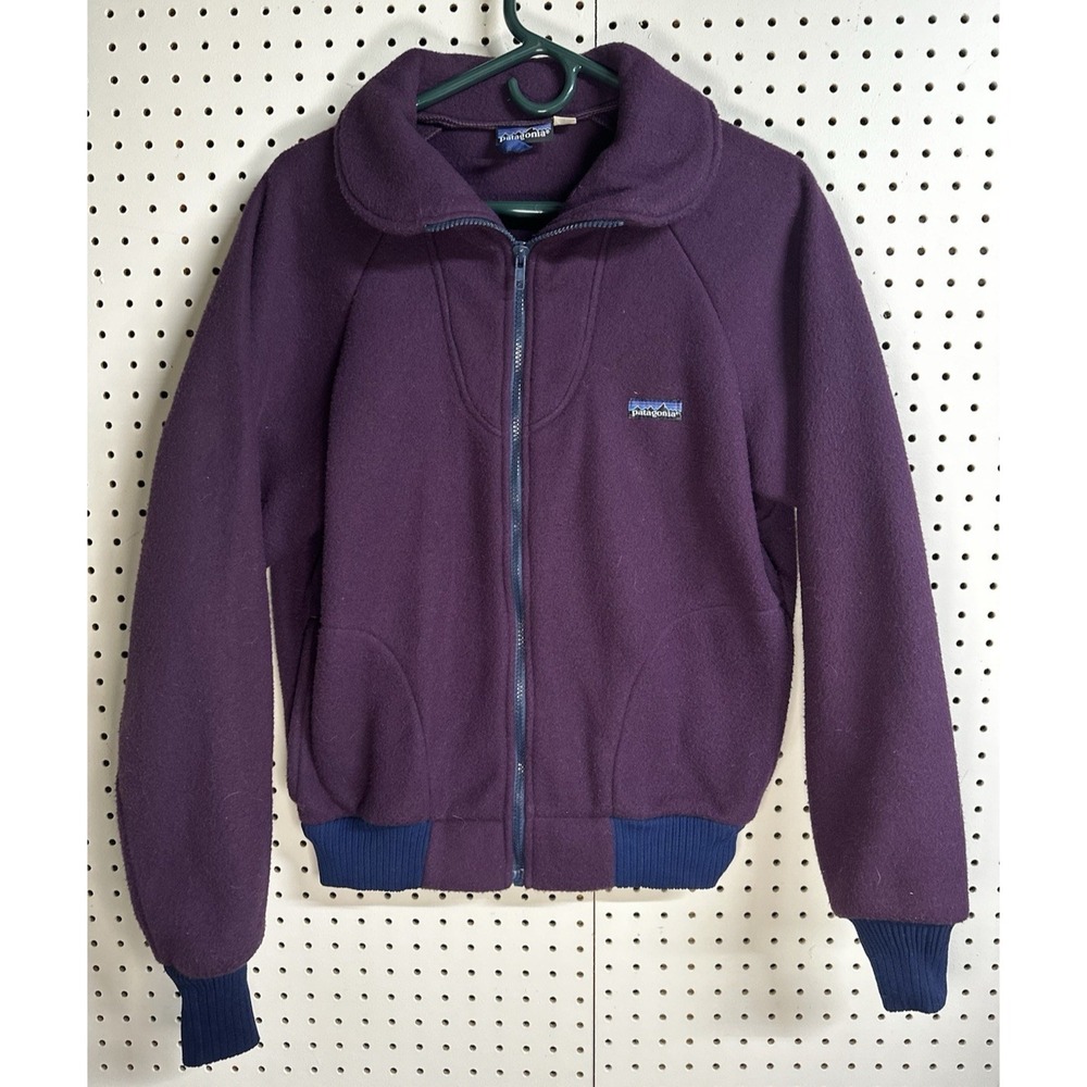 VTG 1989 Patagonia Deep Pile Fleece Jacket Womens 13/14 Purple Retro Full Zip